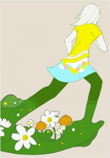 running with flowers